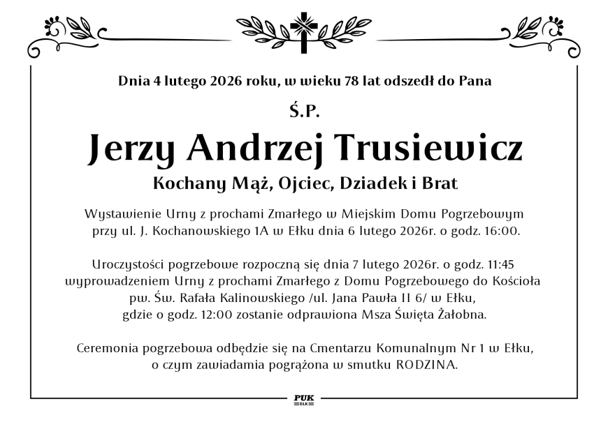Jerzy Andrzej Trusiewicz - nekrolog
